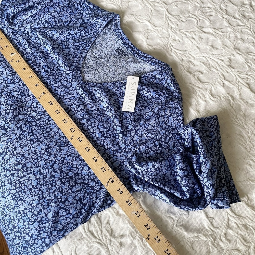 NWT Lands' End Supima Cotton Long Sleeve V-Neck T-Shirt Women S Tall Ditzy Blue - Picture 5 of 12